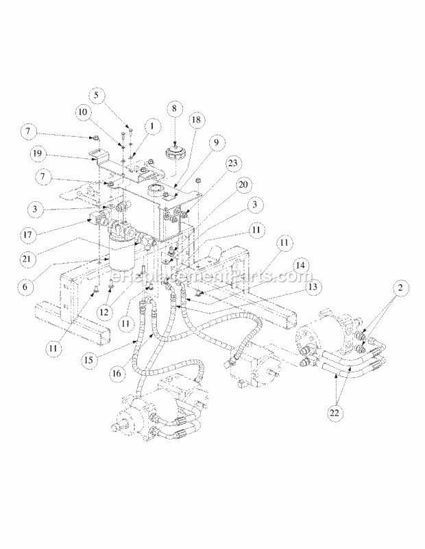 Hydro Tank And Hose Assembly Diagram and Parts List for M60-KW 53BB5GFX750 Cub Cadet Sprayer